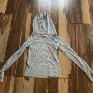 grey long sleeve t with hood